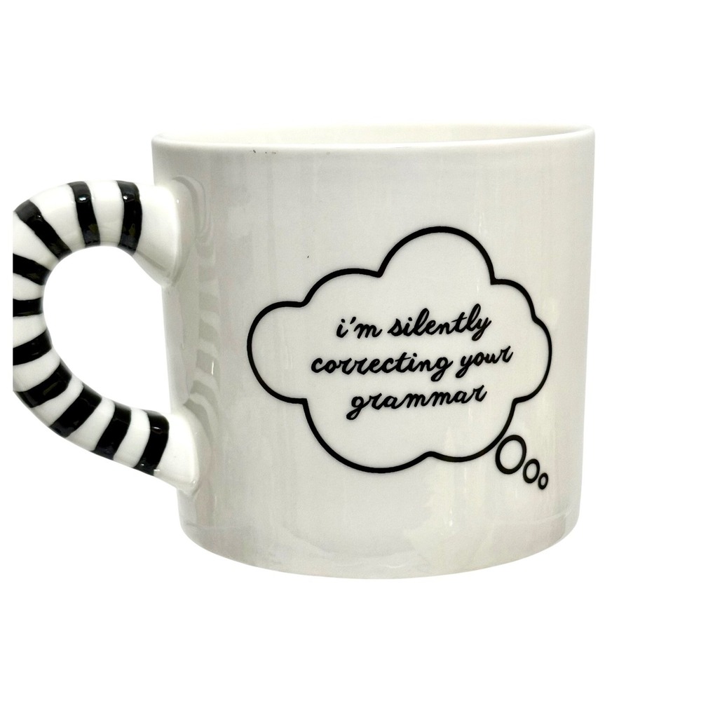 Funny Mug "I'm Silently Correcting Your Grammar" Striped Handle Grasslands Road